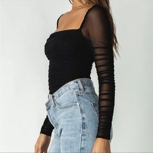 Princess Polly Delany Black Mesh Padded Bust Bodysuit